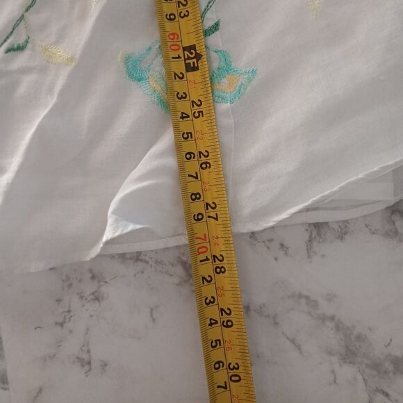 Allison Taylor White 100% Linen Full Skirt Midi Embroidered Size 10 - Picture 3 of 6